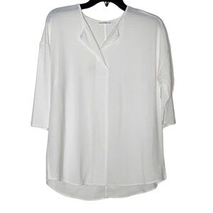 PORT Authority white 3/4 sleeve top with V neckline. Size S